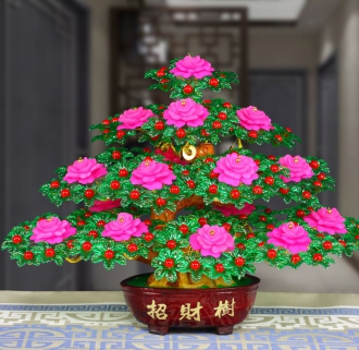 手工串珠发财树